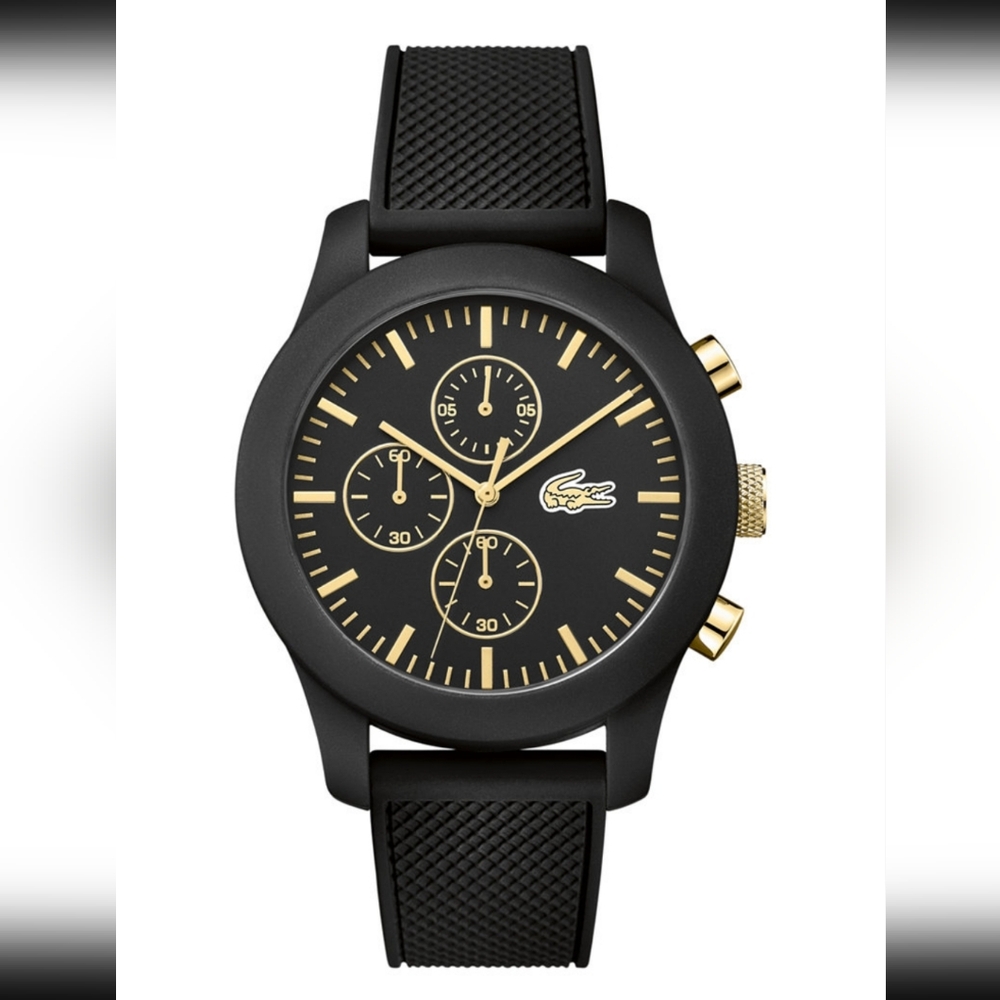 Lacoste 12.12 Black Silicone Watch 43mm